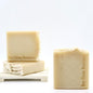 3 bars of lemongrass verbena soap bars on display on a white surface
