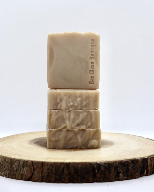 stack of artisan soap on a wooden platform